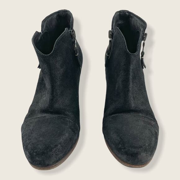 rag & bone Margot Waxed Black Suede 3" Stacked Heel Ankle Boots 36 6 - Picture 3 of 9